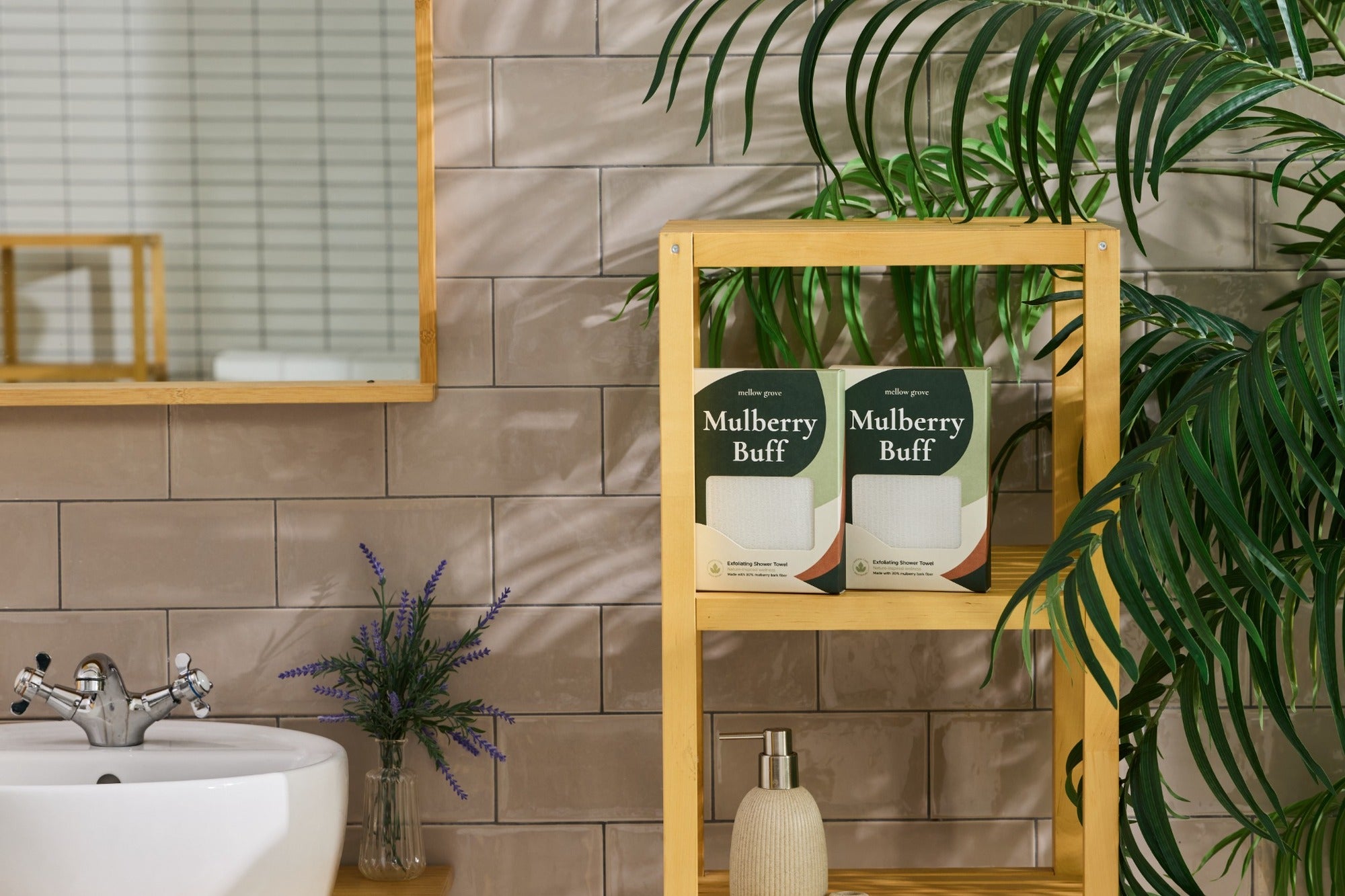 Mulberry Buff, Exfoliating Shower Towel, Made with 30% mulberry bark fiber